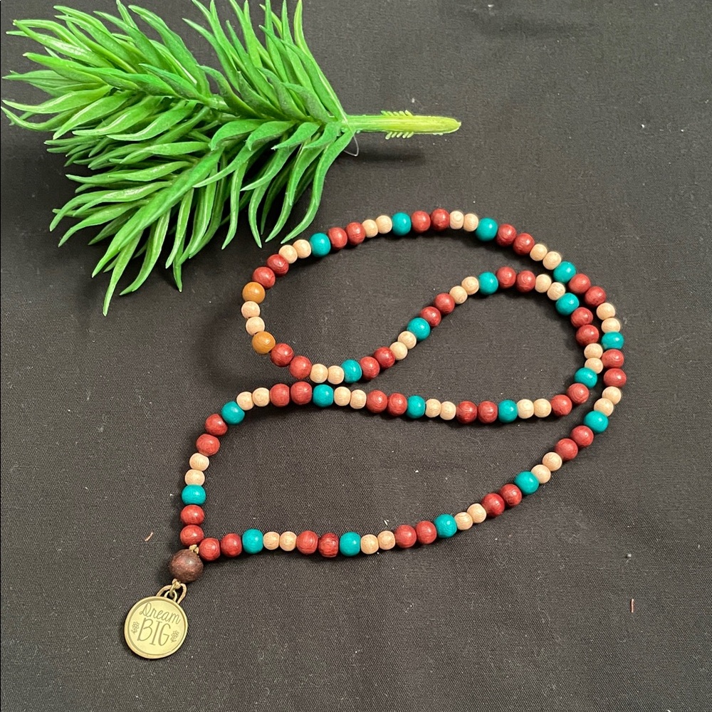 Hand assembled bead necklace dream big